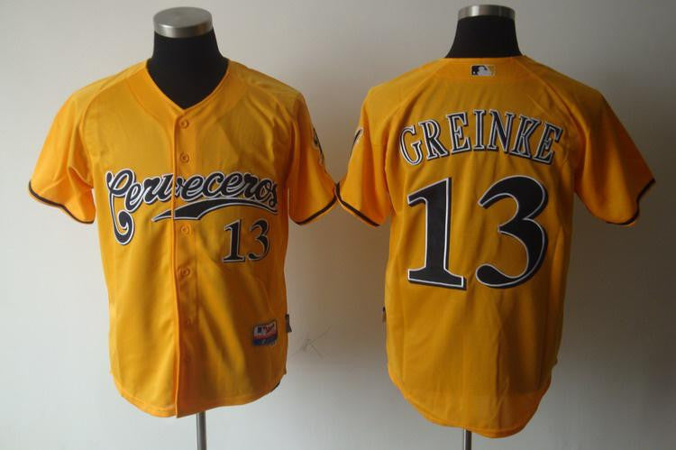 Greinke Milwaukee Brewers yellow jersey