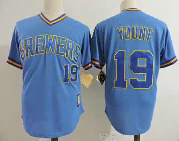Robin Yount Milwaukee Brewers blue Cooperstown jersey