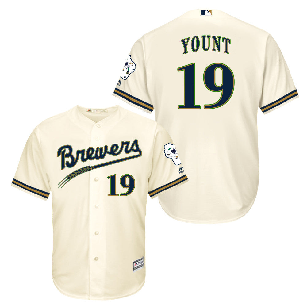 Robin Yount Milwaukee Brewers cream jersey
