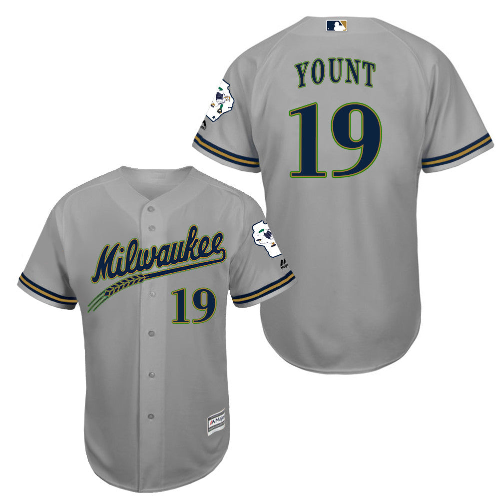 Robin Yount Milwaukee Brewers grey jersey