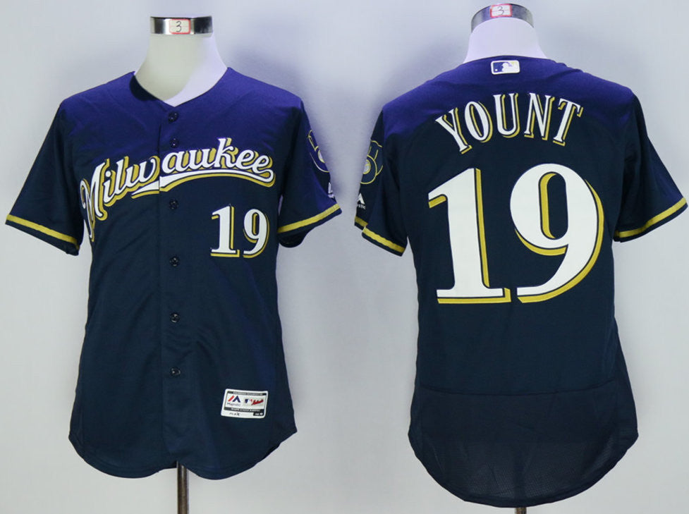 Robin Yount Milwaukee Brewers navy jersey