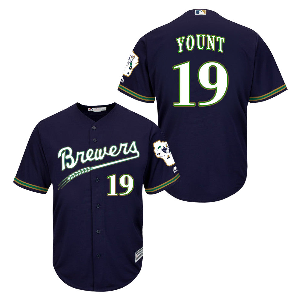 Robin Yount Milwaukee Brewers navy jersey