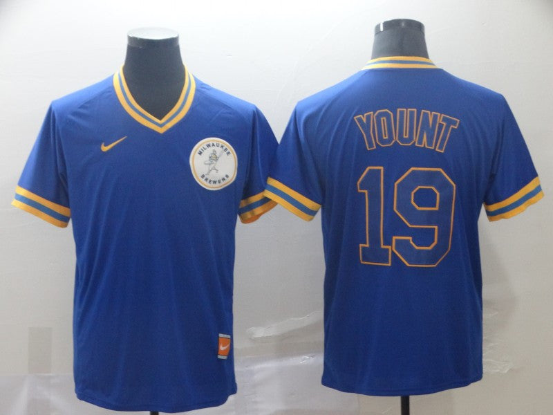 Robin Yount Milwaukee Brewers royal Throwback jersey