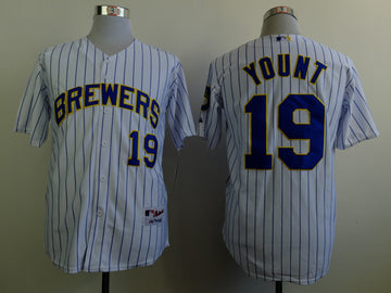 Yount White Milwaukee Brewers blue jersey