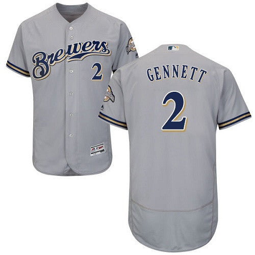 Scooter Gennett Milwaukee Brewers gray jersey