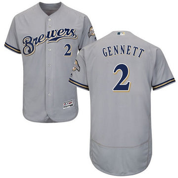 Scooter Gennett Milwaukee Brewers gray jersey