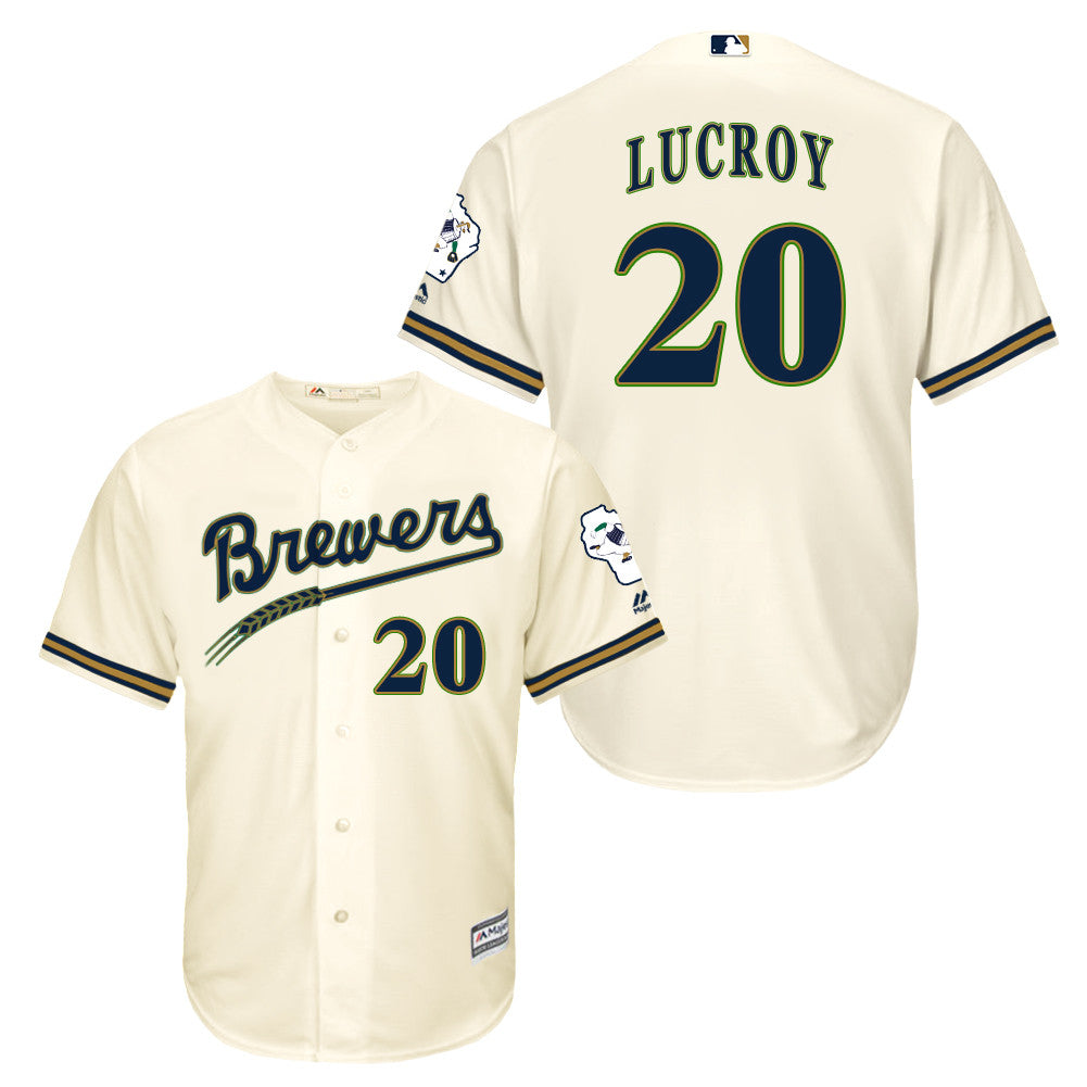 Jonathan Lucroy Milwaukee Brewers cream jersey