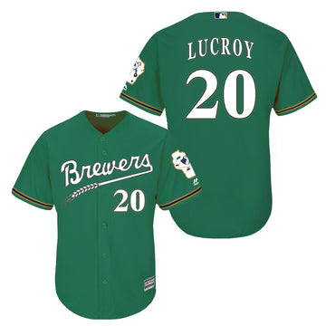 Jonathan Lucroy Milwaukee Brewers green jersey