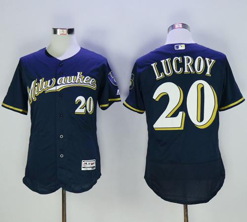 Jonathan Lucroy Milwaukee Brewers navy Authentic jersey