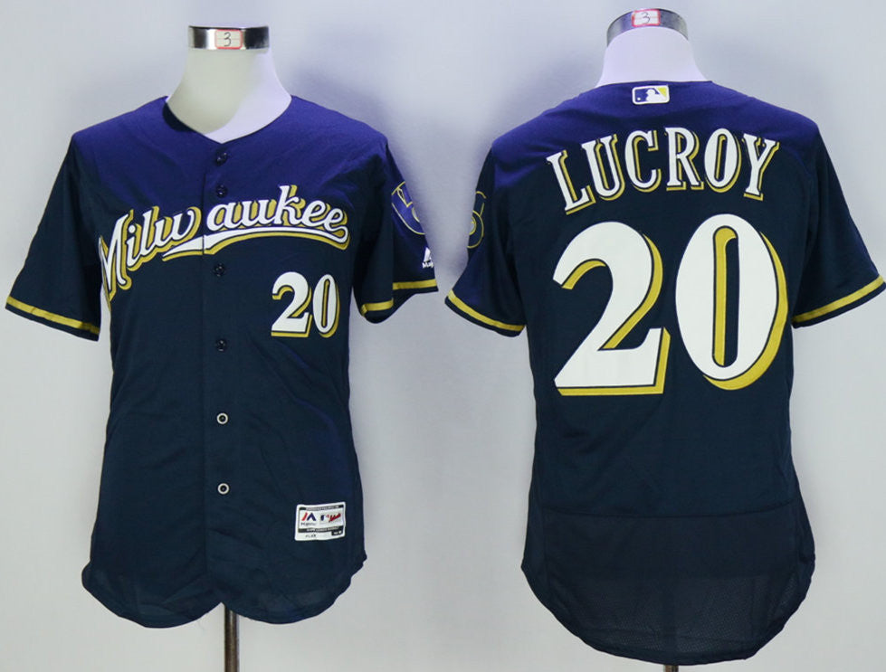 Jonathan Lucroy Milwaukee Brewers navy jersey
