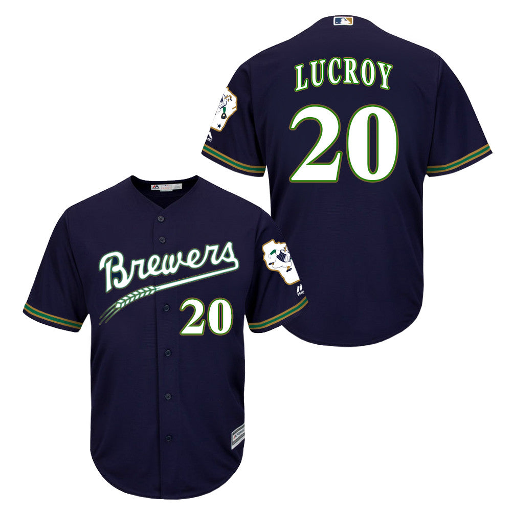 Jonathan Lucroy Milwaukee Brewers navy jersey
