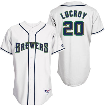 Jonathan Lucroy Milwaukee Brewers white Throwback jersey