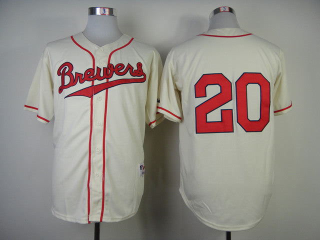 Lucroy Milwaukee Brewers cream jersey