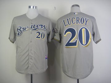 Lucroy Milwaukee Brewers grey jersey