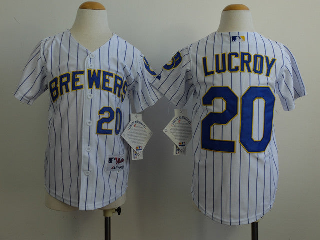Lucroy White Milwaukee Brewers blue jersey