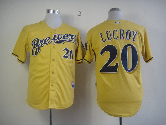 Lucroy Milwaukee Brewers yellow jersey
