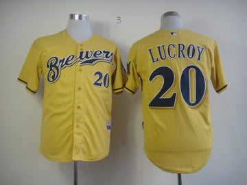 Lucroy Milwaukee Brewers yellow jersey
