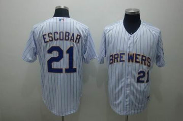 Escobar White Milwaukee Brewers blue jersey