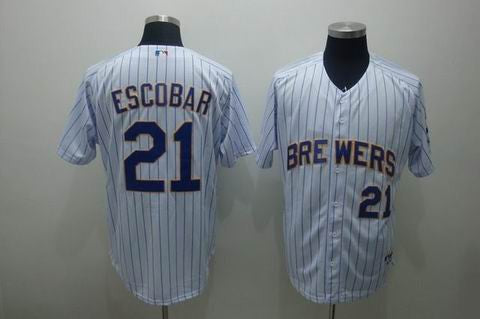 Escobar White Milwaukee Brewers blue jersey