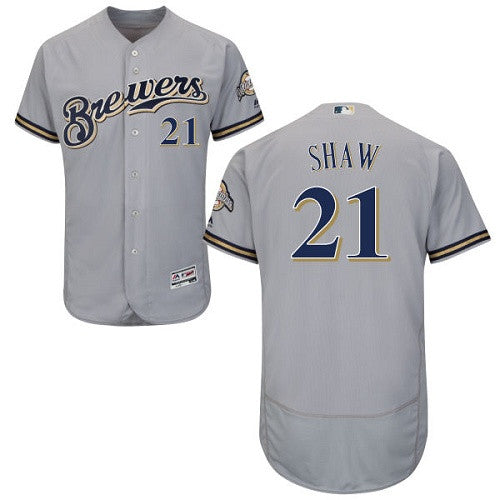 Travis Shaw Milwaukee Brewers gray jersey