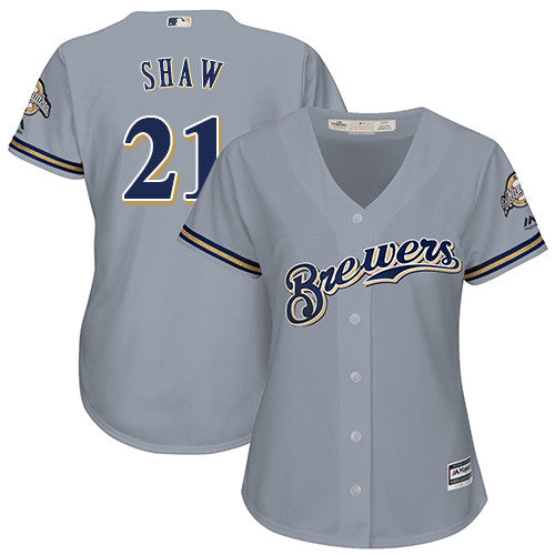 Travis Shaw Milwaukee Brewers gray jersey