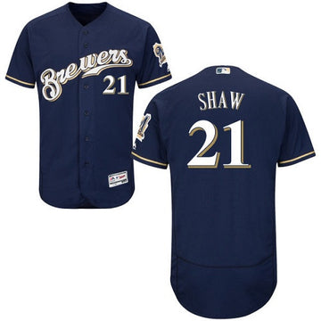Travis Shaw Milwaukee Brewers navy jersey