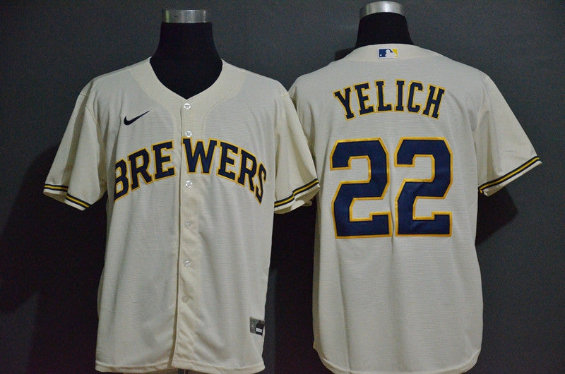 Christian Yelich Milwaukee Brewers cream jersey
