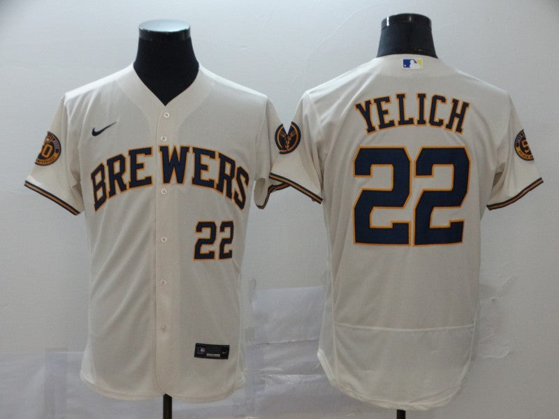 Christian Yelich Milwaukee Brewers cream jersey