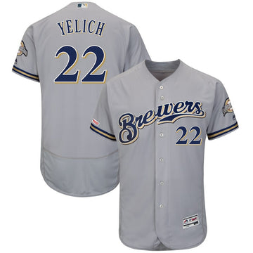 Christian Yelich Milwaukee Brewers gray jersey