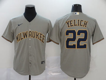 Christian Yelich Milwaukee Brewers gray jersey