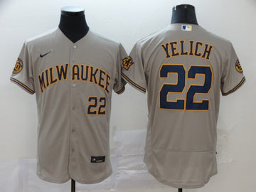 Christian Yelich Milwaukee Brewers gray jersey