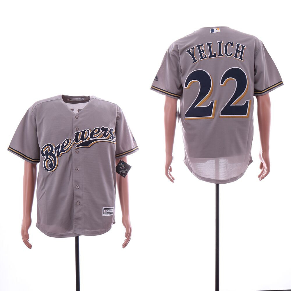 Christian Yelich Milwaukee Brewers gray jersey