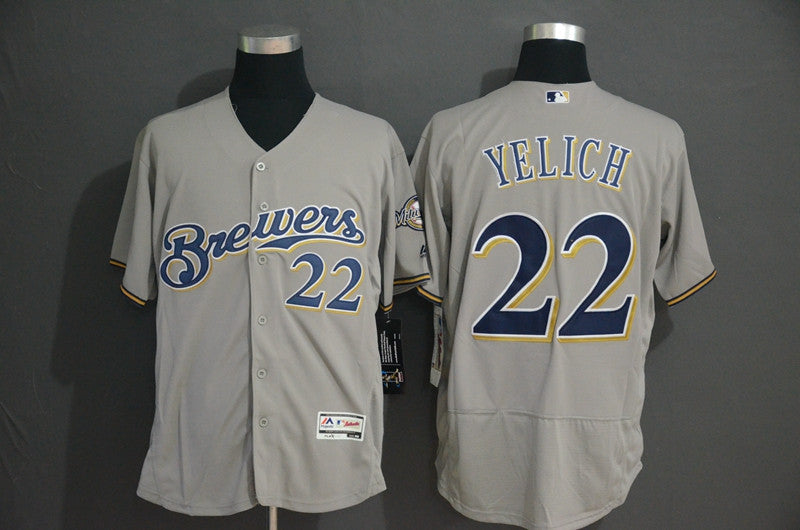 Christian Yelich Milwaukee Brewers gray jersey