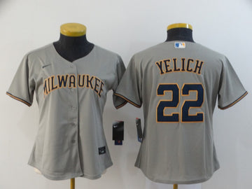 Christian Yelich Milwaukee Brewers gray jersey