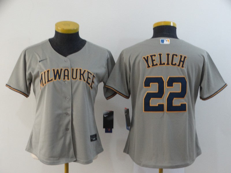 Christian Yelich Milwaukee Brewers gray jersey