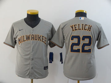 Christian Yelich Milwaukee Brewers gray jersey