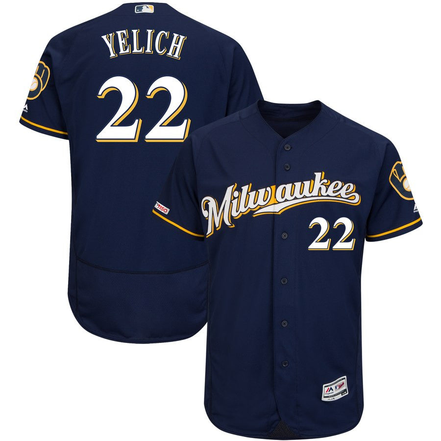 Christian Yelich Milwaukee Brewers navy jersey