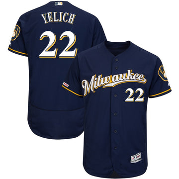 Christian Yelich Milwaukee Brewers navy jersey