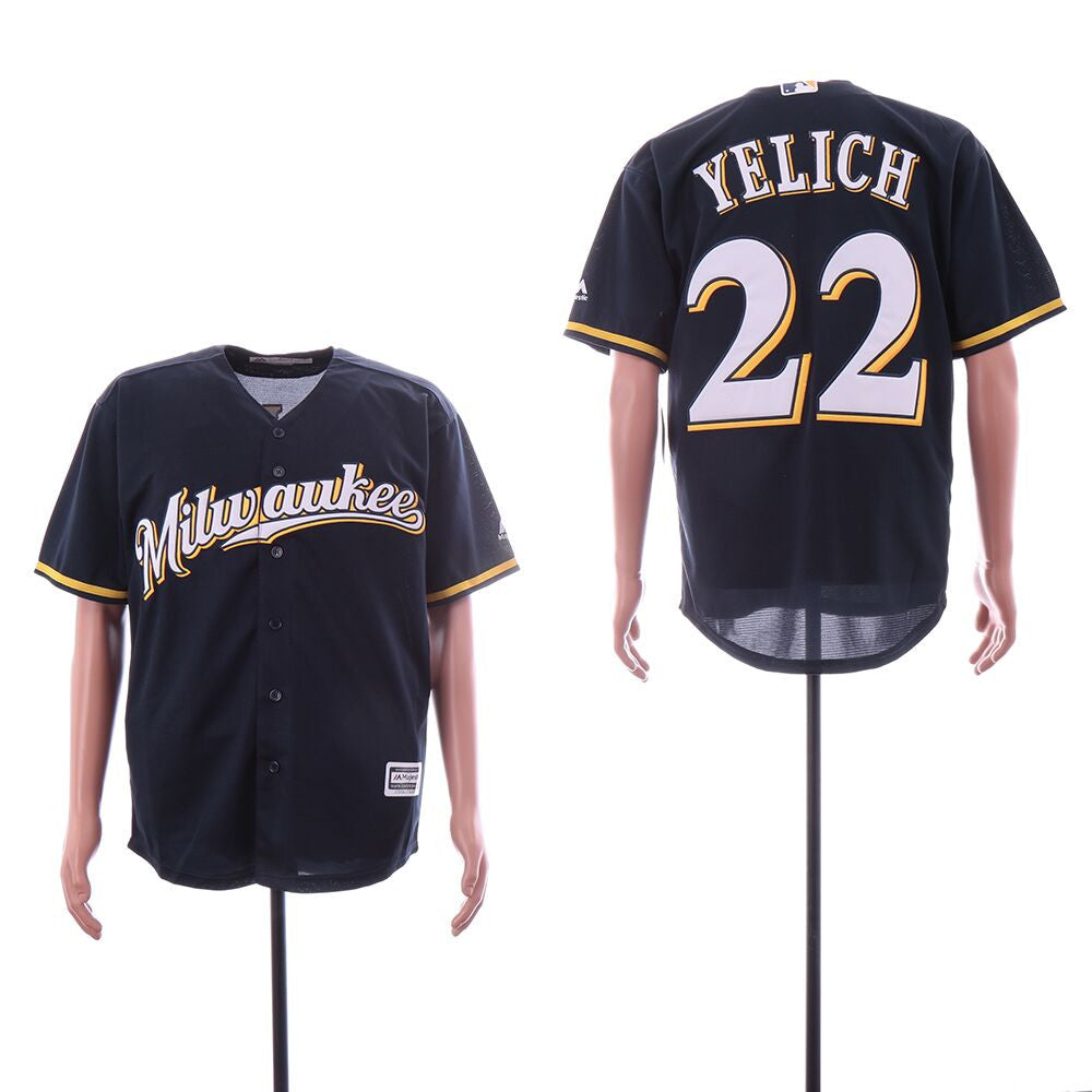 Christian Yelich Milwaukee Brewers navy jersey