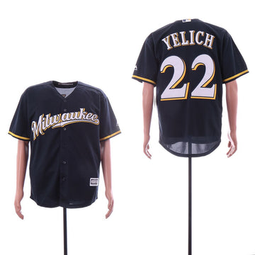 Christian Yelich Milwaukee Brewers navy jersey