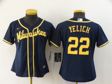 Christian Yelich Milwaukee Brewers navy jersey