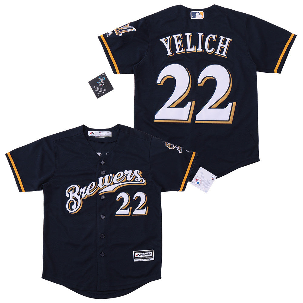 Christian Yelich Milwaukee Brewers navy jersey