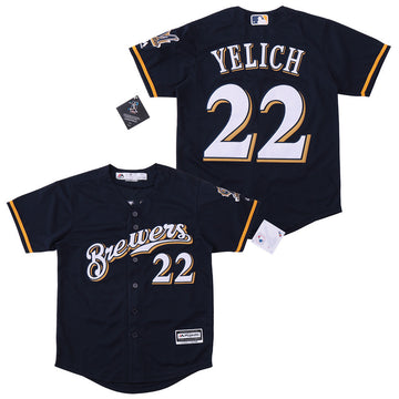 Christian Yelich Milwaukee Brewers navy jersey