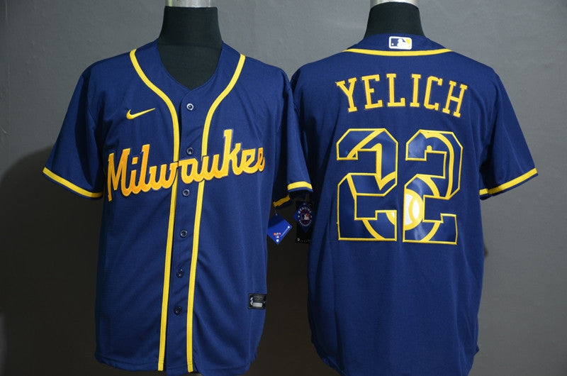 Christian Yelich Milwaukee Brewers royal Fashion jersey