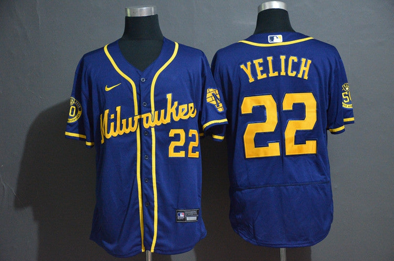 Christian Yelich Milwaukee Brewers royal jersey