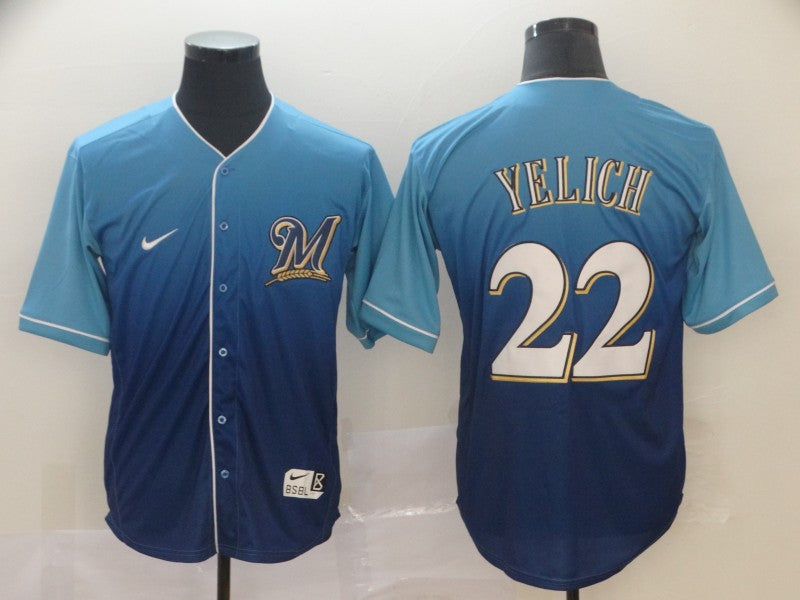 Christian Yelich Milwaukee Brewers royal Fashion jersey
