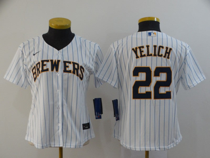 Christian Yelich Milwaukee Brewers white jersey