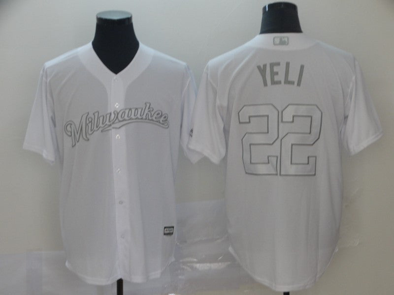 Christian Yelich Yeli Milwaukee Brewers white jersey