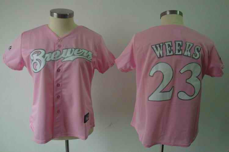 Weeks Milwaukee Brewers pink jersey