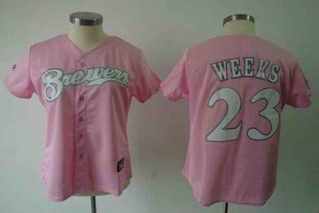 Weeks Milwaukee Brewers pink jersey